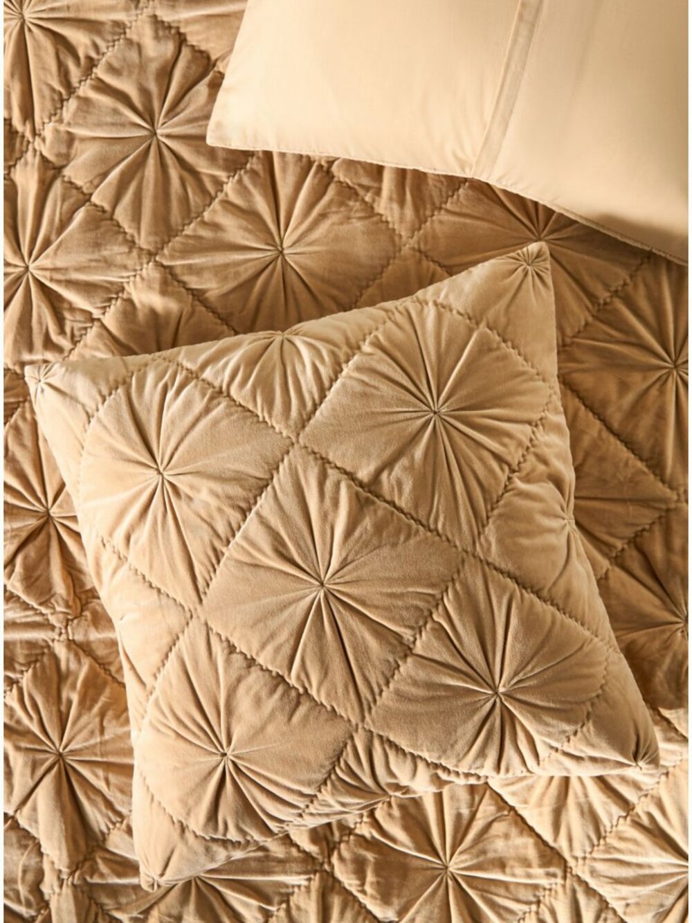New Anthropologie Trova quilted velvet euro sham cover - color Neutral